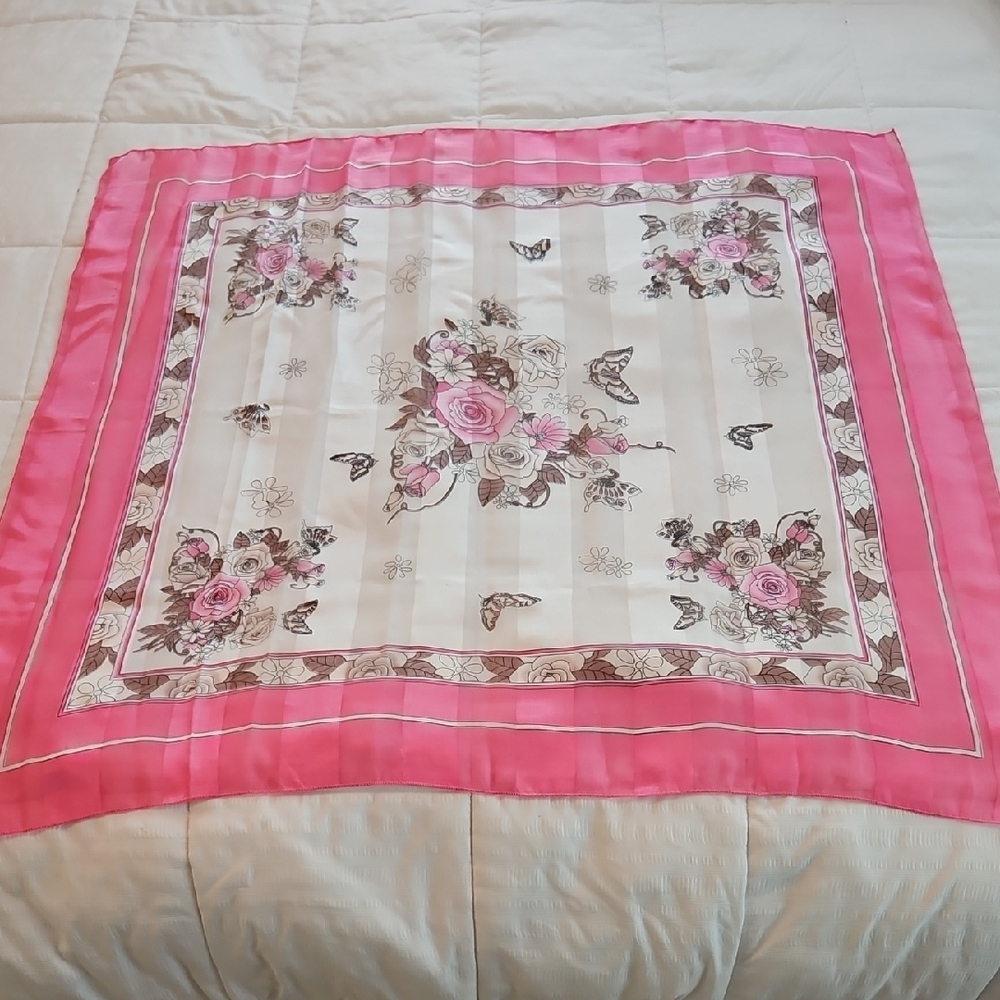 Floral Pink and Cream Scarf